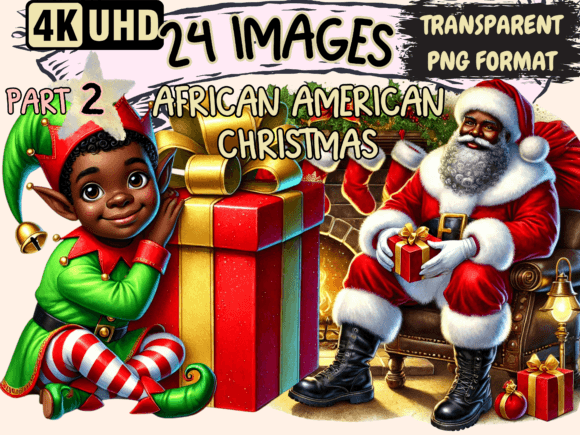 African American Christmas Clipart P2 Review: Illustrations for Holiday Branding