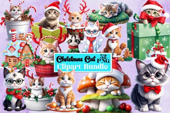 Christmas Cat Clipart Bundle Review