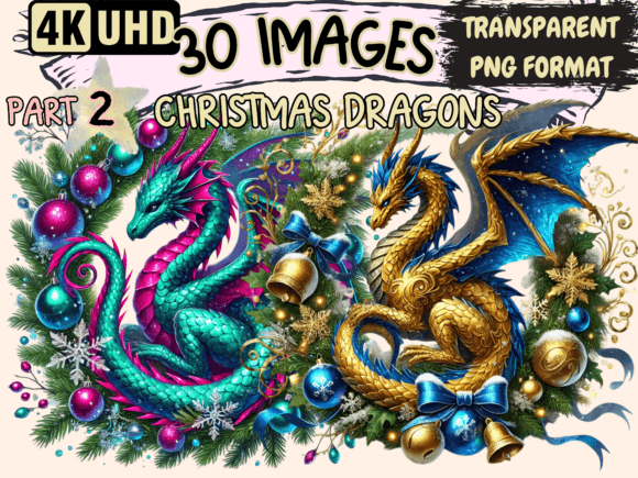 Christmas Dragons Clipart P2 Review