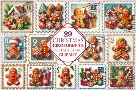 Christmas Gingerbread Postage Stamp Illustrations Review