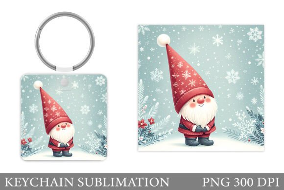 Christmas Gnome Keychain Sublimation for Illustrations