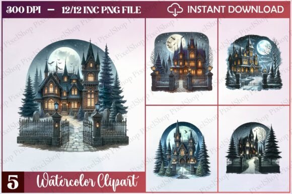 Christmas Gothic House Clipart: A Review for Handmade Illustrations