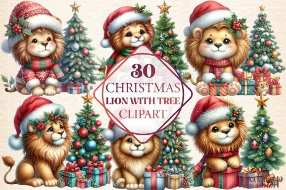 Christmas Lion with Tree Clipart: A Designer’s Review for Illustrations