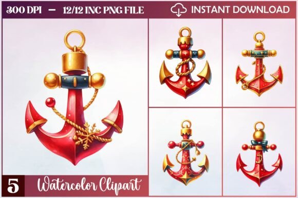 Christmas Nautical Anchor Clipart