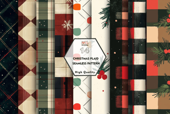 Christmas Plaid Seamless Pattern Clipart for Illustrations
