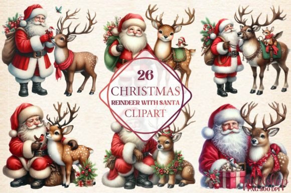 Christmas Reindeer with Santa Clipart Review
