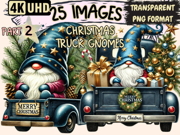 Christmas Truck Gnomes Clipart P2: Seasonal Illustrations for Content Creators