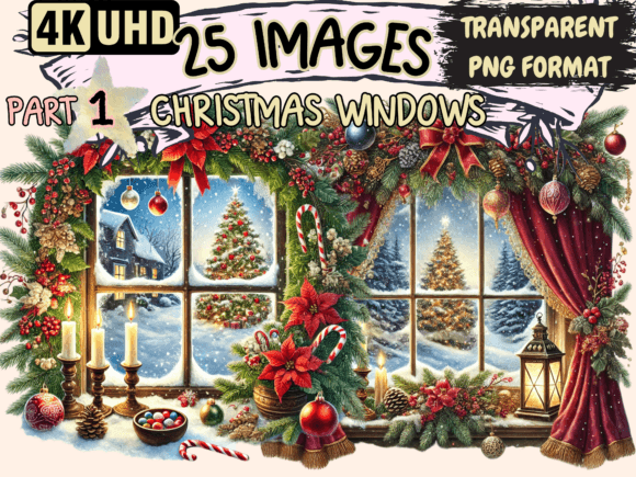 Christmas Windows Clipart P1 for Modern Illustrations