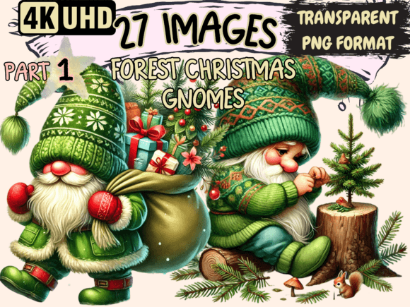 Forest Christmas Gnomes Clipart P1 Review for Illustrations
