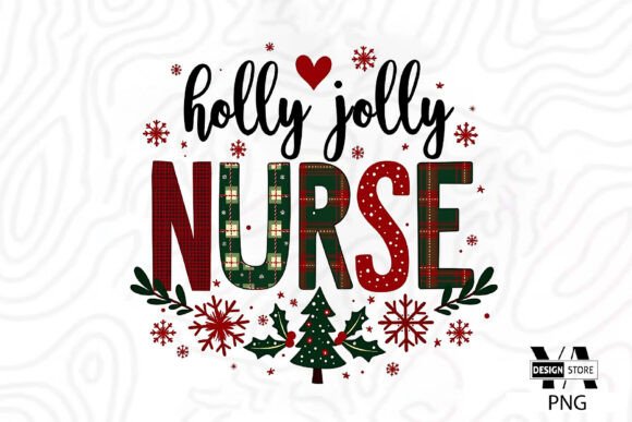 Holly Jolly Nurse Christmas PNG