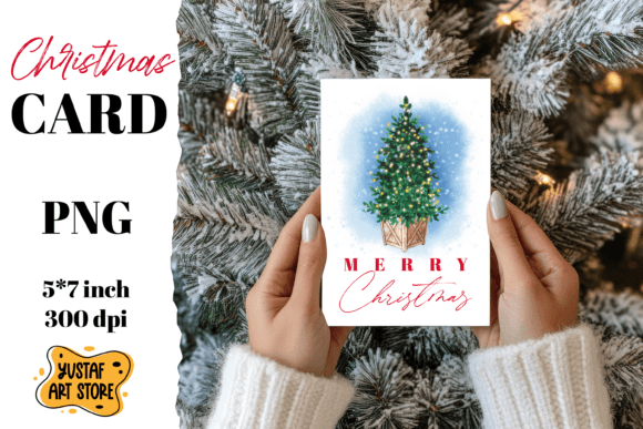 Merry Christmas Card . Watercolor Illustrations for Holiday Design