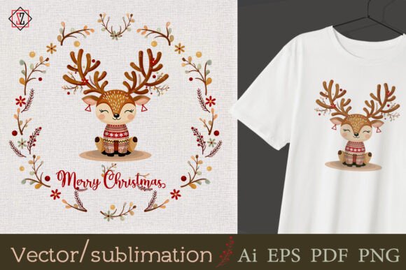 Reviewing Christmas Cute Reindeer and Elements for Commercial Illustrations