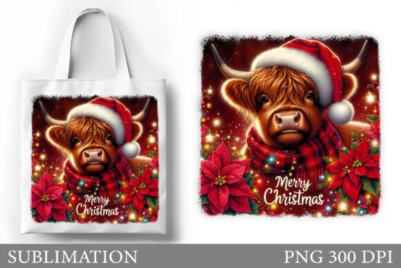 Reviewing Christmas Highland Cow Tote Bag Design