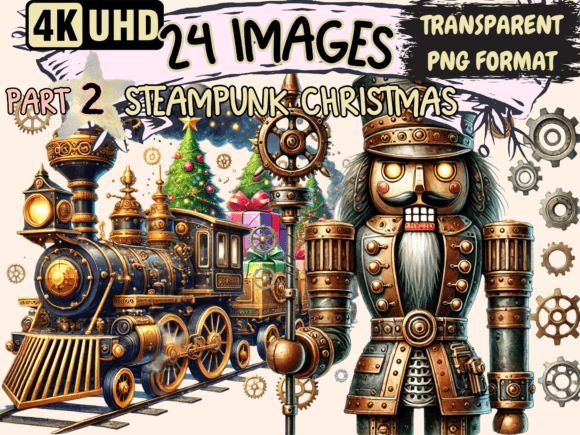 Steampunk Christmas Clipart P2: Illustrations for Editorial Use