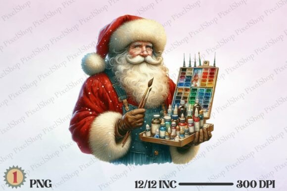 Watercolor Christmas Santa PNG Review for Illustrations